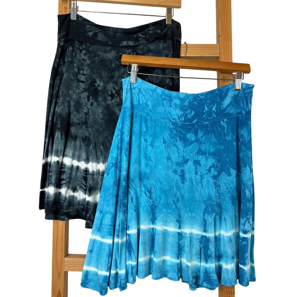 LOT OF 2 Pink Lotus Athleta Tie Dye Fold Over Waist Skirt Bundle Size M